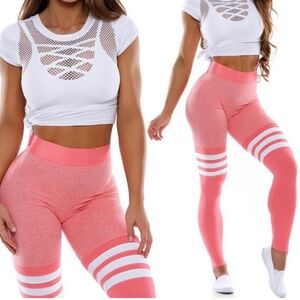 Coral Bombshell LEGGINGS L